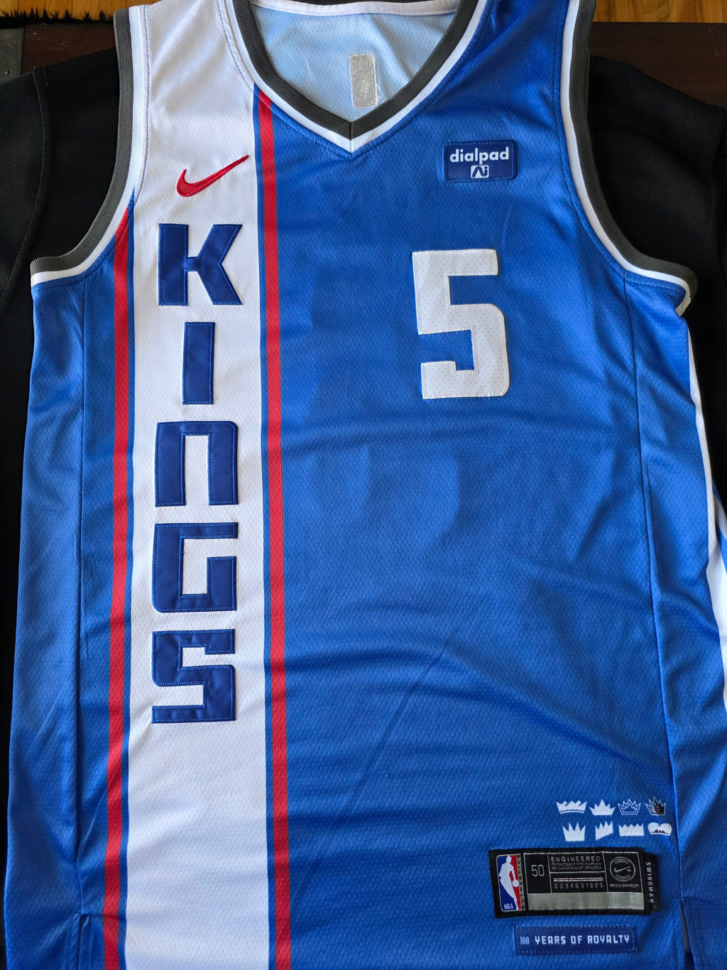 Sacramento Kings Basketball #5 De'Aaron Fox Blue Swingman Player